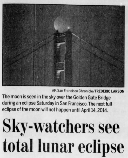 Sky-watches see total lunar eclipse